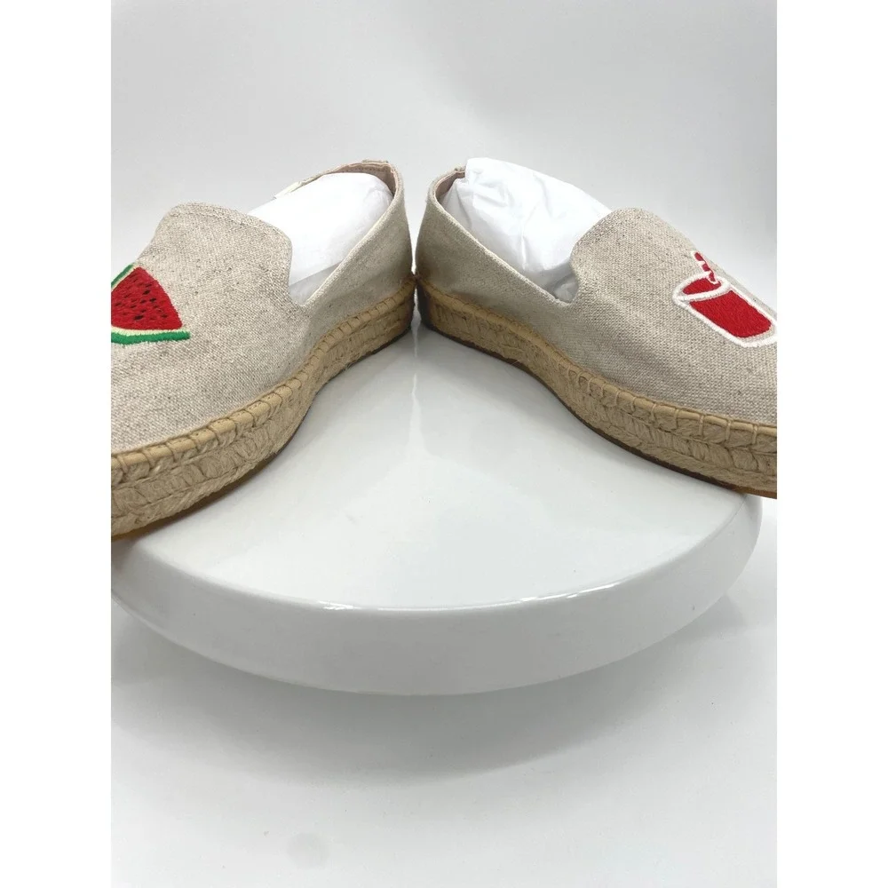 Soludos Espadrilles Womens 8.5 Sand Canvas Watermelon Juice Platform Boho